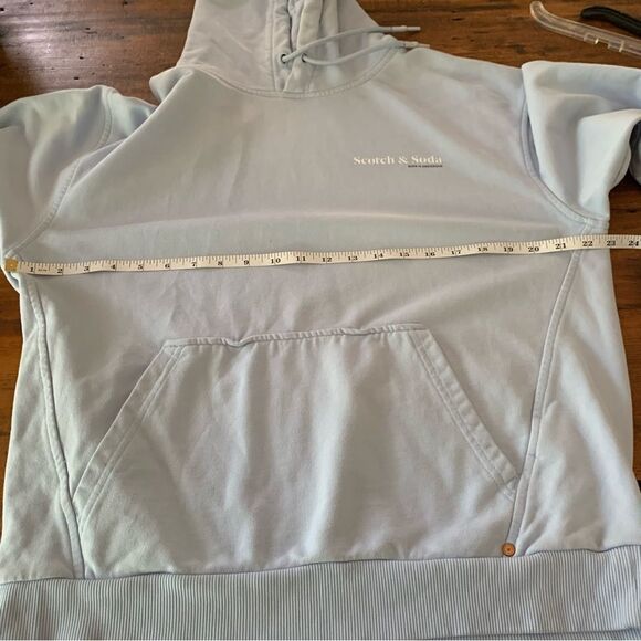 Scotch & Soda Born in Amsterdam Organic Cotton Hoodie Sweatshirt Baby Blue Sz L - Picture 7 of 12